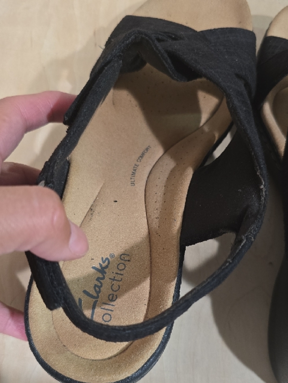 Clarks Black Woven Slingback Comfort Sandals - Picture 9 of 13